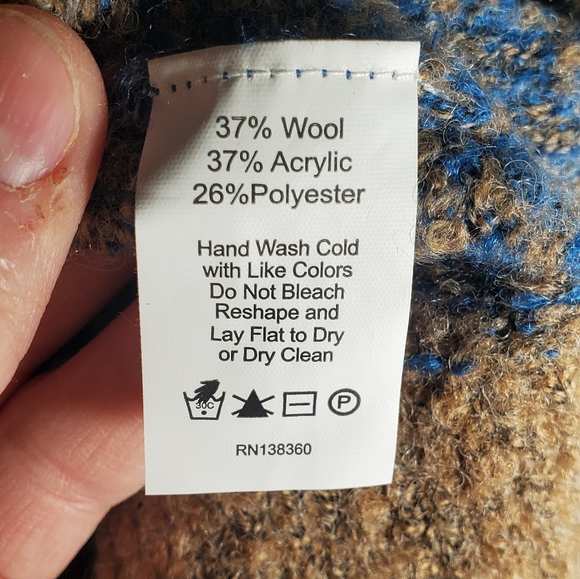 32 Bar Blues Striped Boucle Knit V-Neck Sweater L - Picture 4 of 4